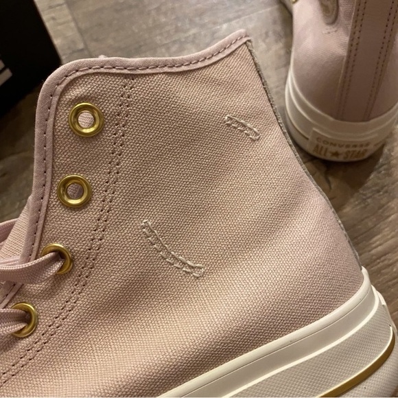 Converse Mauve Canvas High-Top Chuck Taylor Sneakers with Gold Accents - Picture 12 of 16